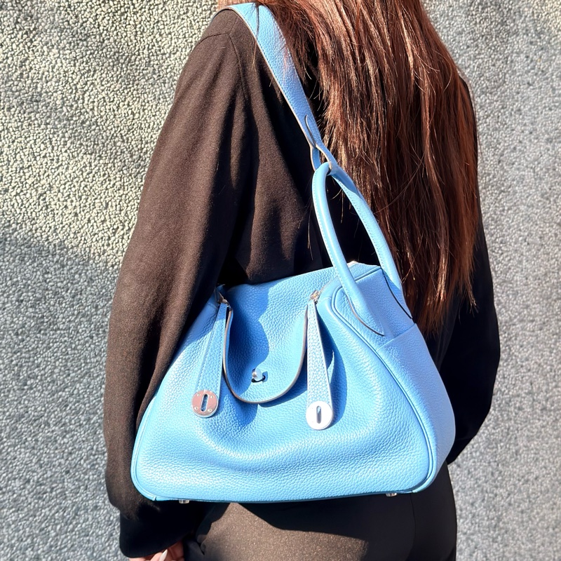 Hermes天堂藍銀釦TC皮 Lindy30-11