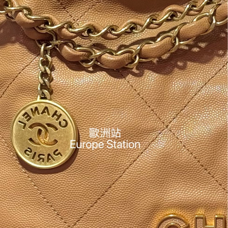 CHANEL 22 bag 棕色小牛皮 S size-2