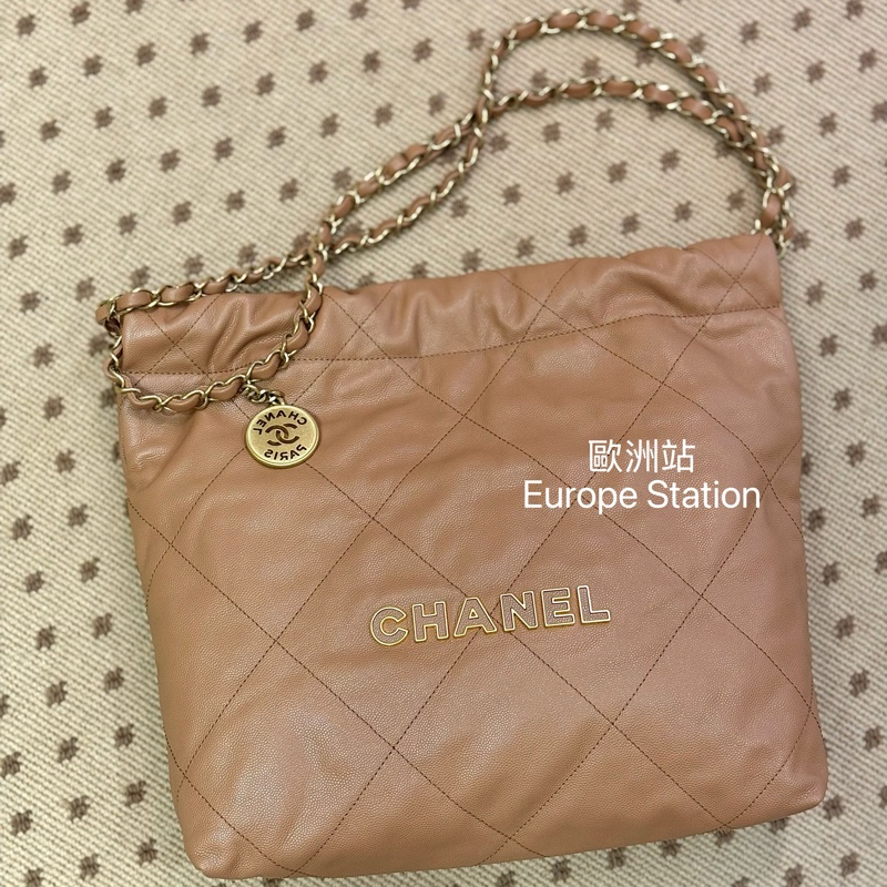 CHANEL 22 bag 棕色小牛皮 S size-3