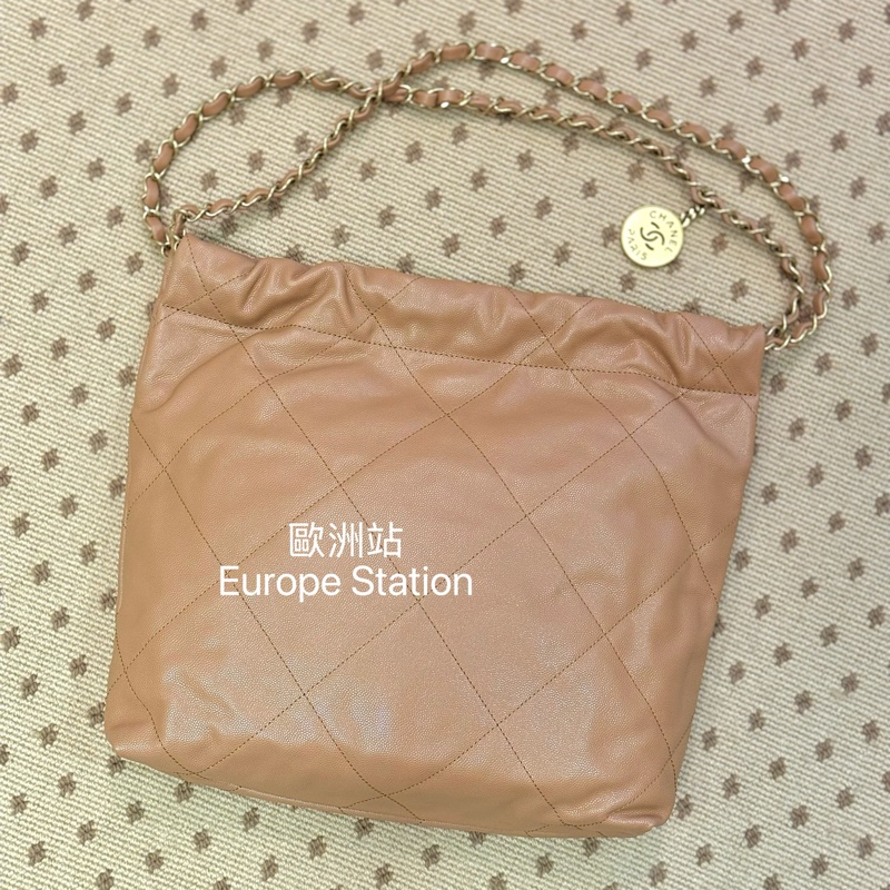 CHANEL 22 bag 棕色小牛皮 S size-4