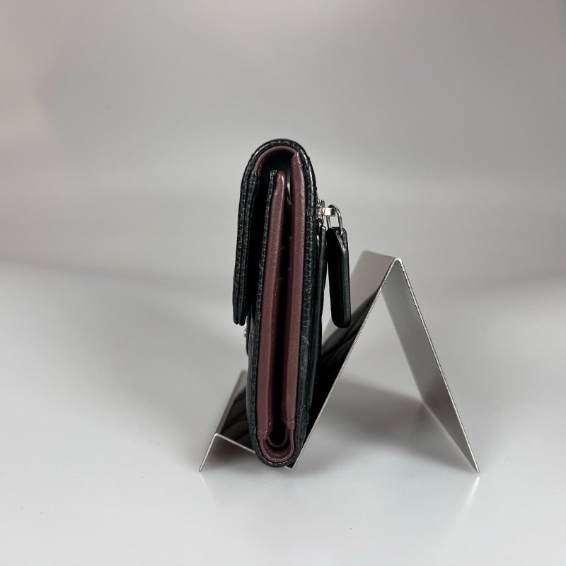 CHANEL CF三折短夾 荔枝黑銀 晶片款-2