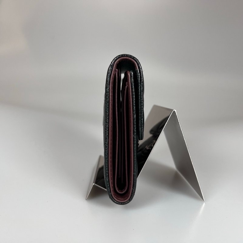 CHANEL CF三折短夾 荔枝黑銀 晶片款-3