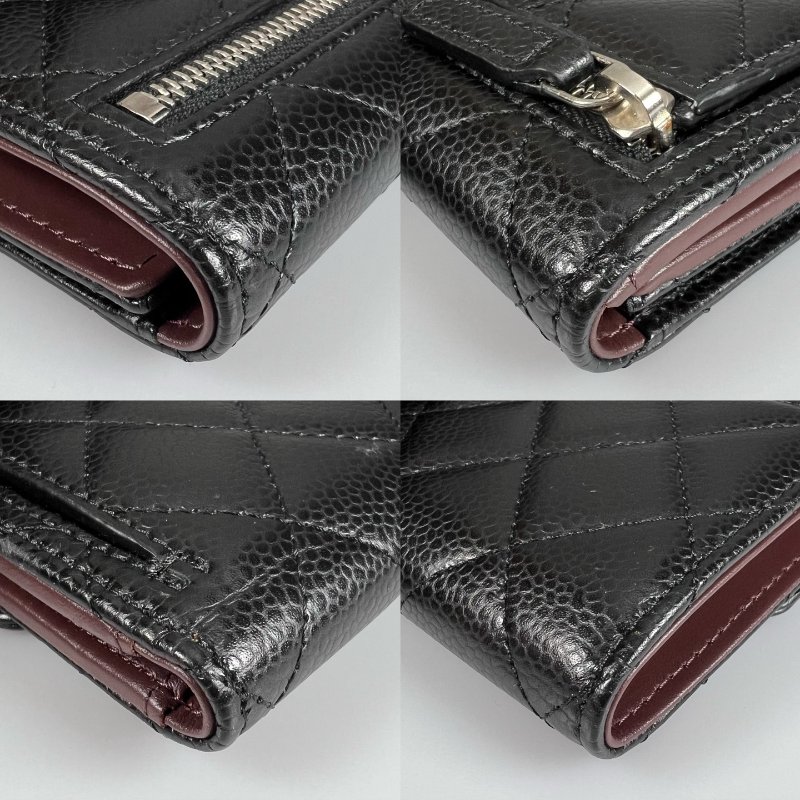 CHANEL CF三折短夾 荔枝黑銀 晶片款-13