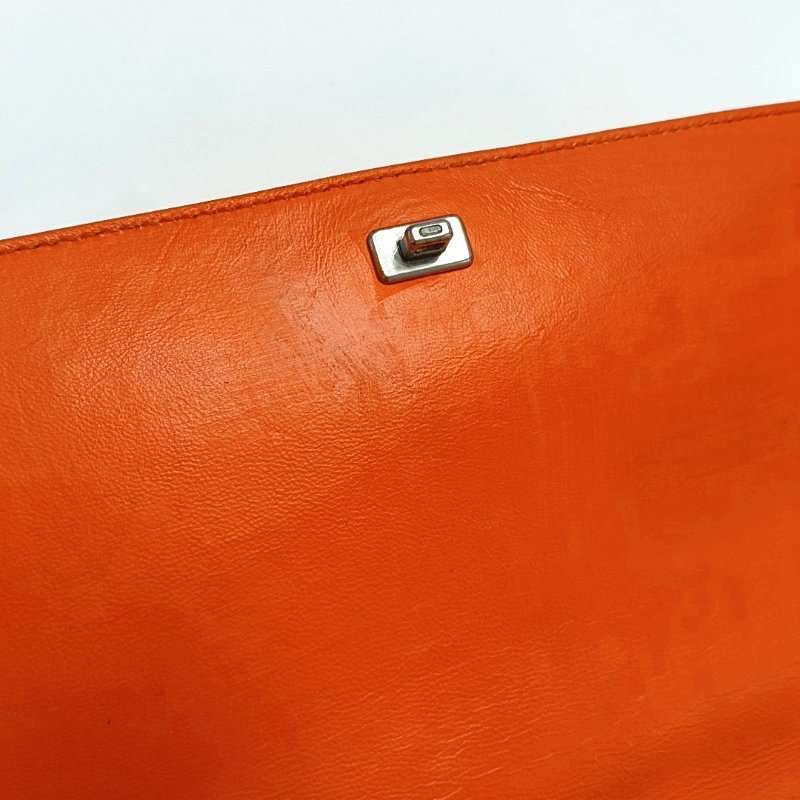 BALENCIAGA橙色牛皮壓紋單肩包斜挎包銀色五金可拆卸肩帶-9