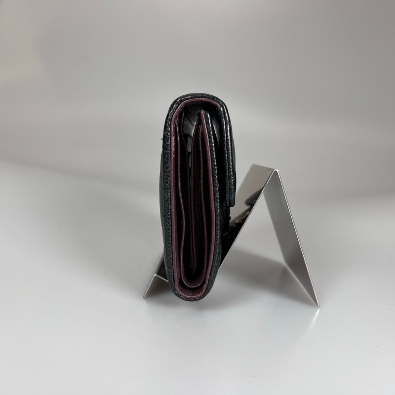 CHANEL CF三折短夾 荔枝黑金 31開-3