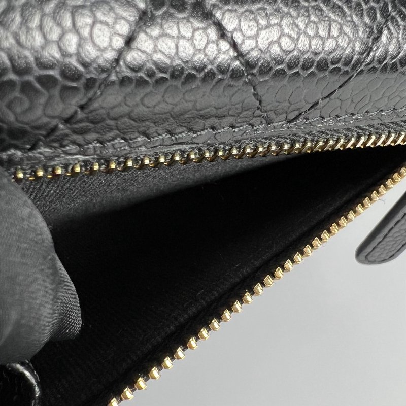 CHANEL CF三折短夾 荔枝黑金 31開-8