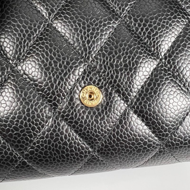 CHANEL CF三折短夾 荔枝黑金 31開-10