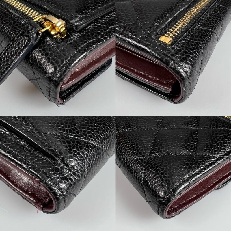 CHANEL CF三折短夾 荔枝黑金 31開-13