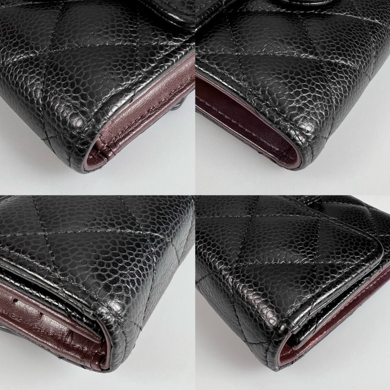 CHANEL CF三折短夾 荔枝黑金 31開-14