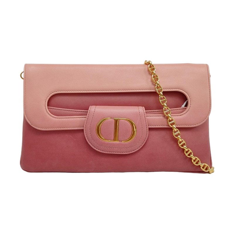 DIOR Diordouble中號拼色牛皮斜挎包金色五金可拆卸肩帶-0