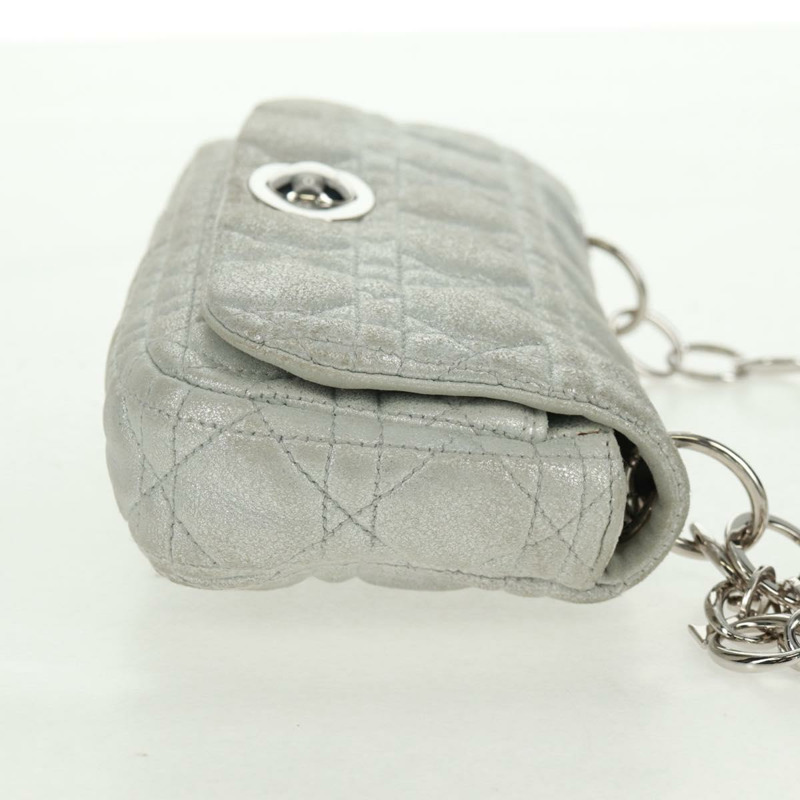 【日本直送】Christian Dior Canage 鏈條肩背包 麂皮 銀色 正品 165547V-3