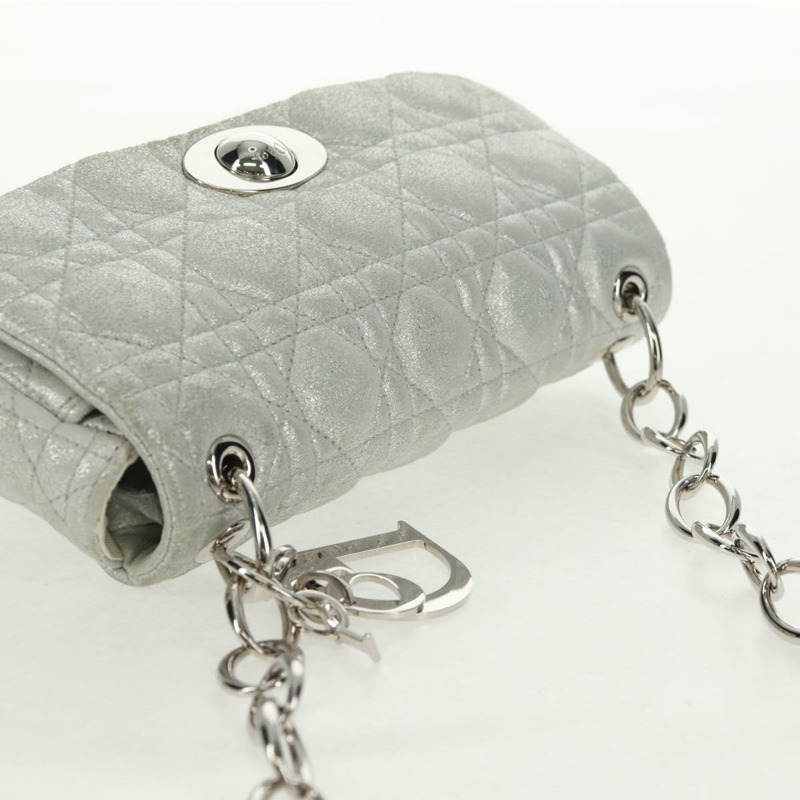 【日本直送】Christian Dior Canage 鏈條肩背包 麂皮 銀色 正品 165547V-5