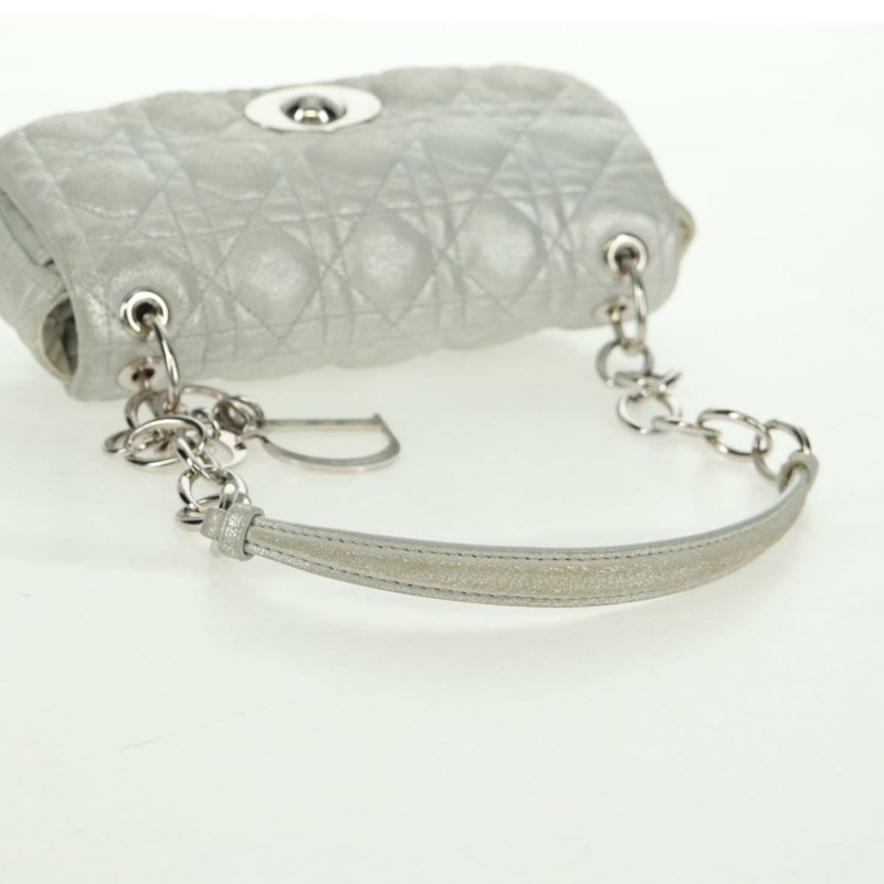 【日本直送】Christian Dior Canage 鏈條肩背包 麂皮 銀色 正品 165547V-6