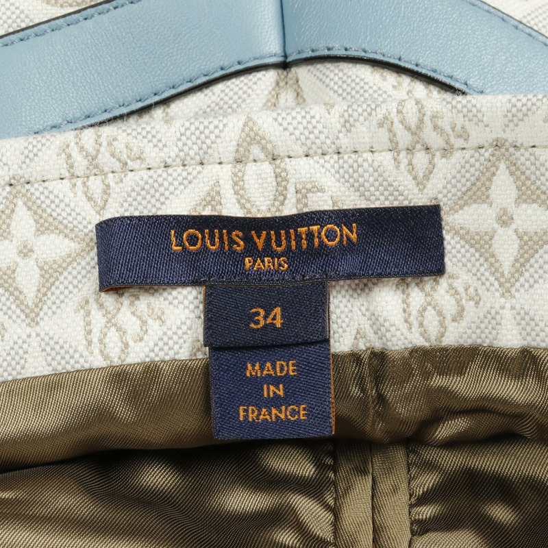 路易威登 (LOUIS VUITTON) 撞色飾邊 Monogram 提花半身裙 FMSK68 白色 二手 女款 #34-2