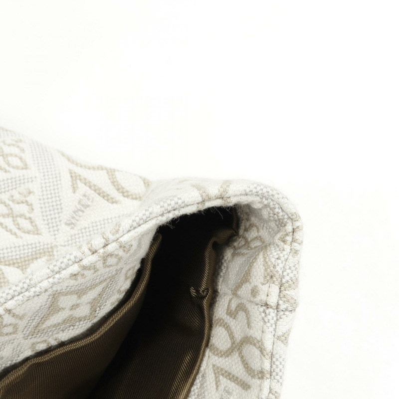 路易威登 (LOUIS VUITTON) 撞色飾邊 Monogram 提花半身裙 FMSK68 白色 二手 女款 #34-6