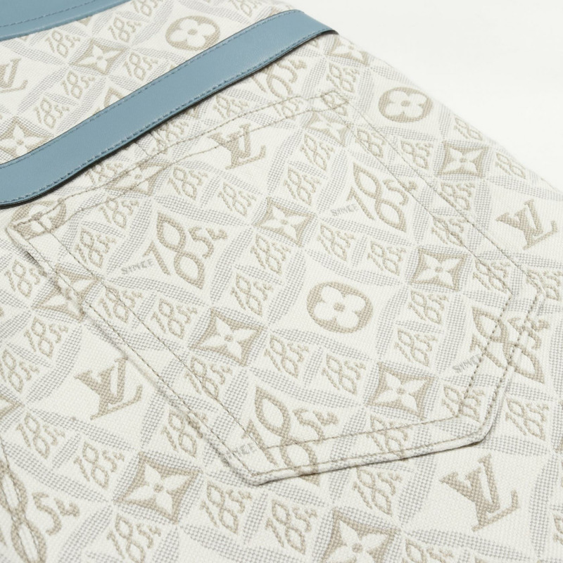 路易威登 (LOUIS VUITTON) 撞色飾邊 Monogram 提花半身裙 FMSK68 白色 二手 女款 #34-8