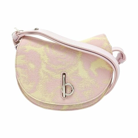 BURBERRY迷你拼色帆布單肩包斜挎包銀色五金