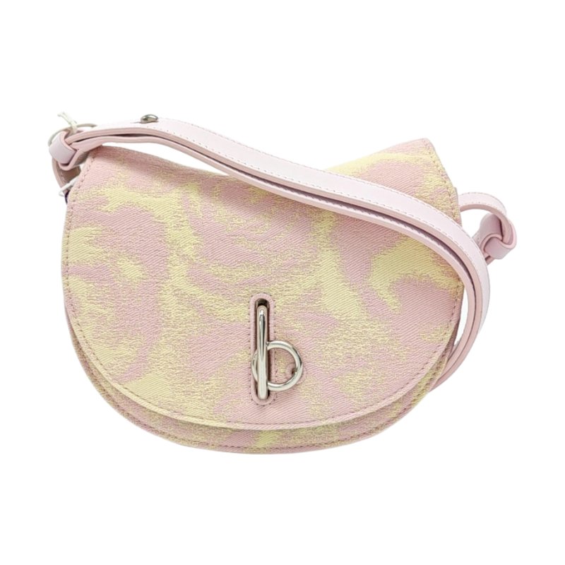 BURBERRY迷你拼色帆布單肩包斜挎包銀色五金-0