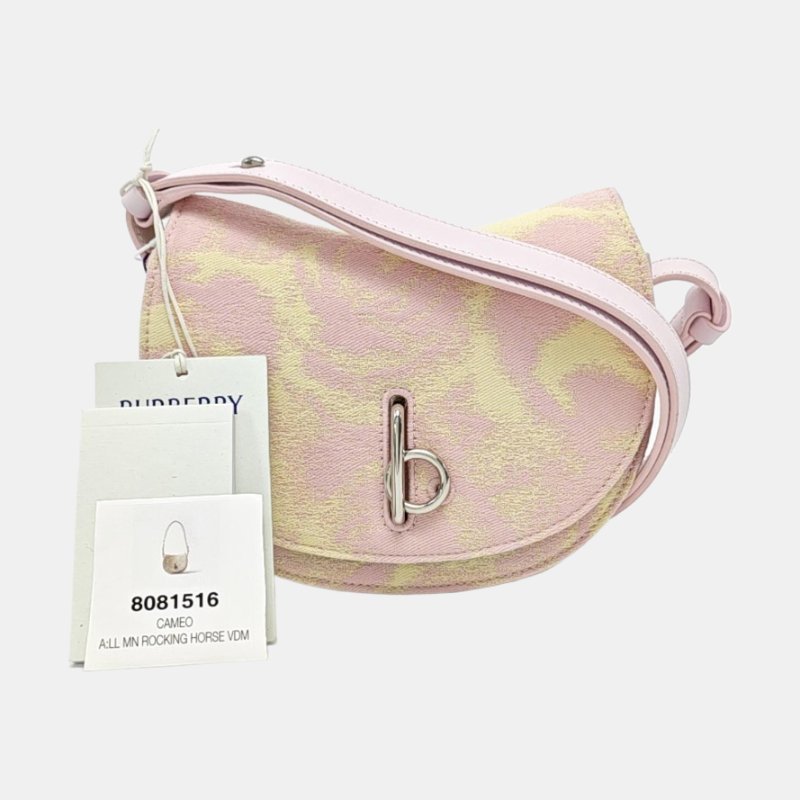 BURBERRY迷你拼色帆布單肩包斜挎包銀色五金-7