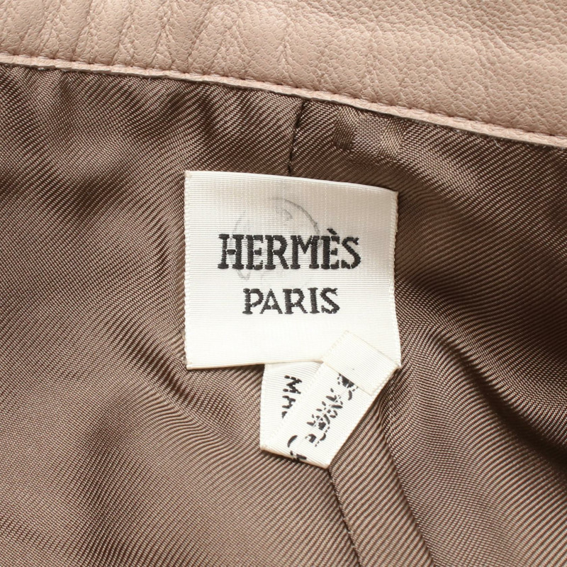 HERMES 迷你鉚釘裙皮革粉紅二手女款#34-2