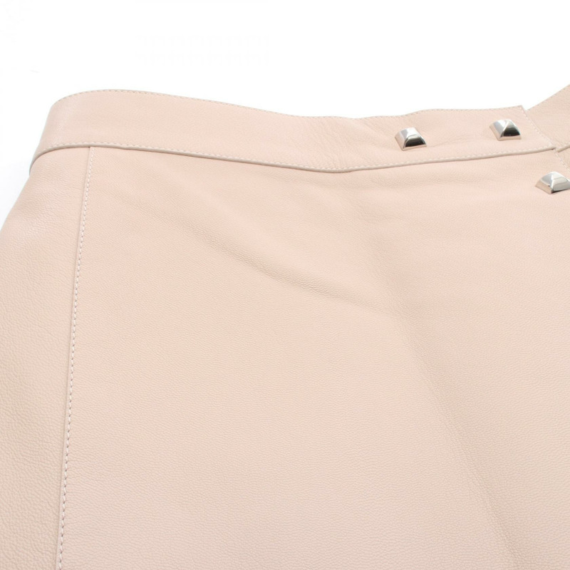 HERMES 迷你鉚釘裙皮革粉紅二手女款#34-7