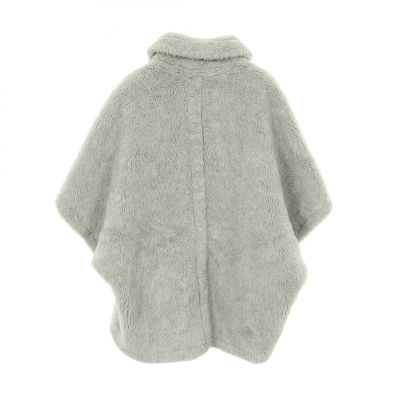 MAX MARA 泰迪熊披肩斗篷外套，羊毛羊駝毛混紡，灰色，二手女款-1