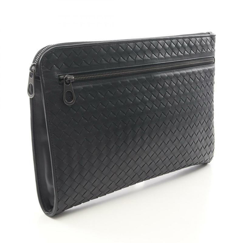 BOTTEGA VENETA Intrecciato 商務手拿包，黑色真皮，二手男士款-1
