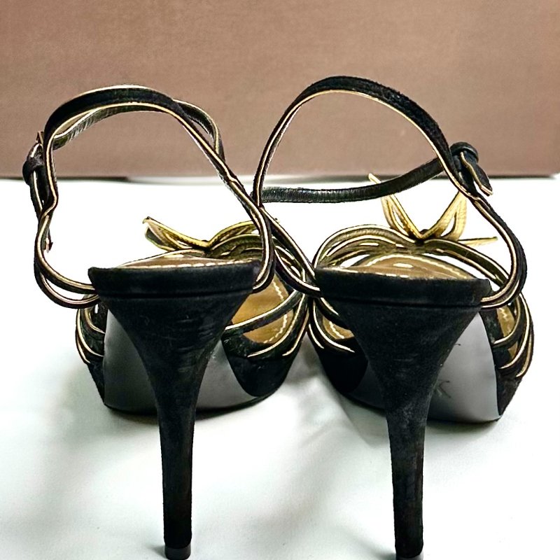 Louis Vuitton 麂皮腳踝繫帶涼鞋 鞋碼37.5-5