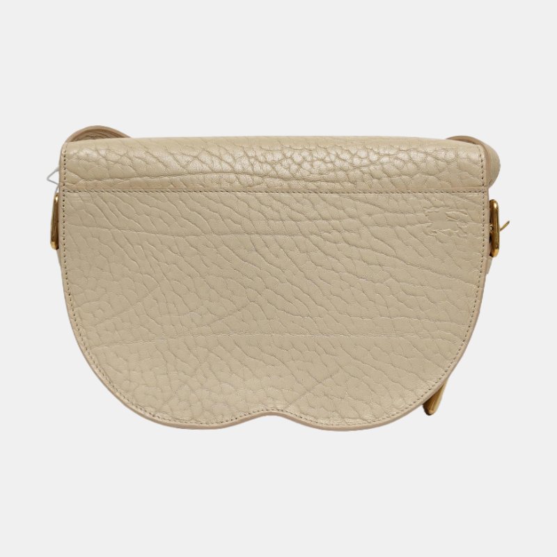 BURBERRY Chess白色牛皮壓紋單肩包金色五金-4