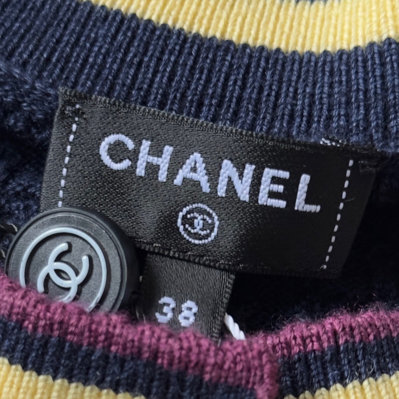 【全新現貨】CHANEL 24P 限量獅子釦海軍藍棉麻針織外套 38號-6