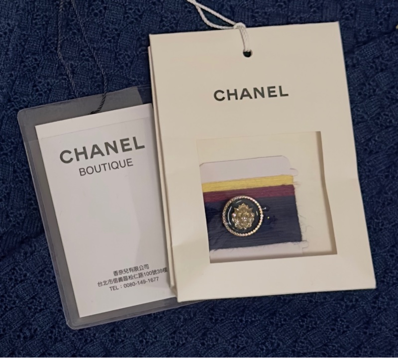 【全新現貨】CHANEL 24P 限量獅子釦海軍藍棉麻針織外套 38號-13