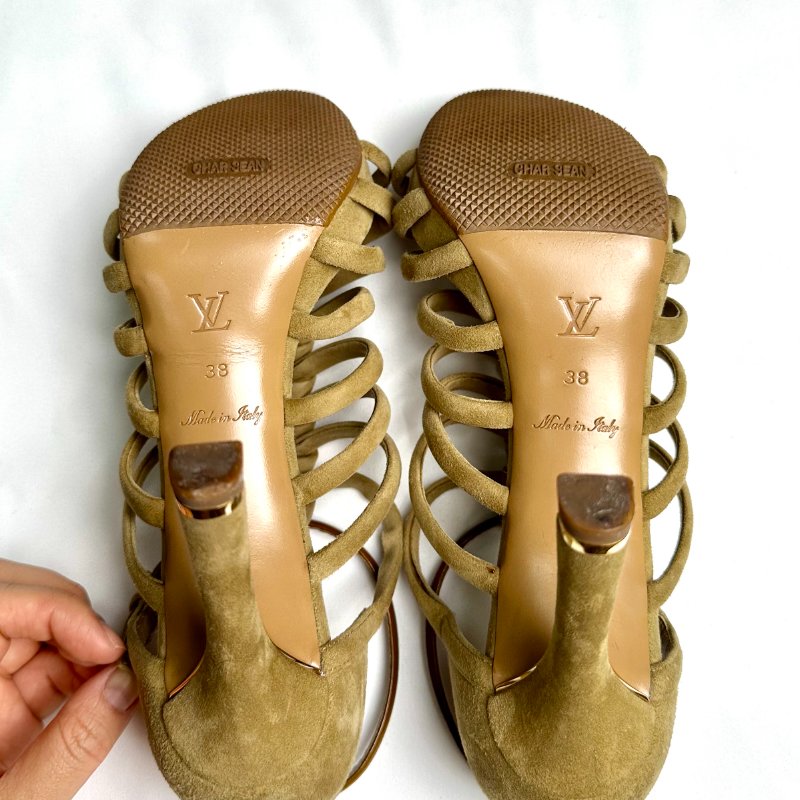 Louis Vuitton 麂皮編織涼鞋-4