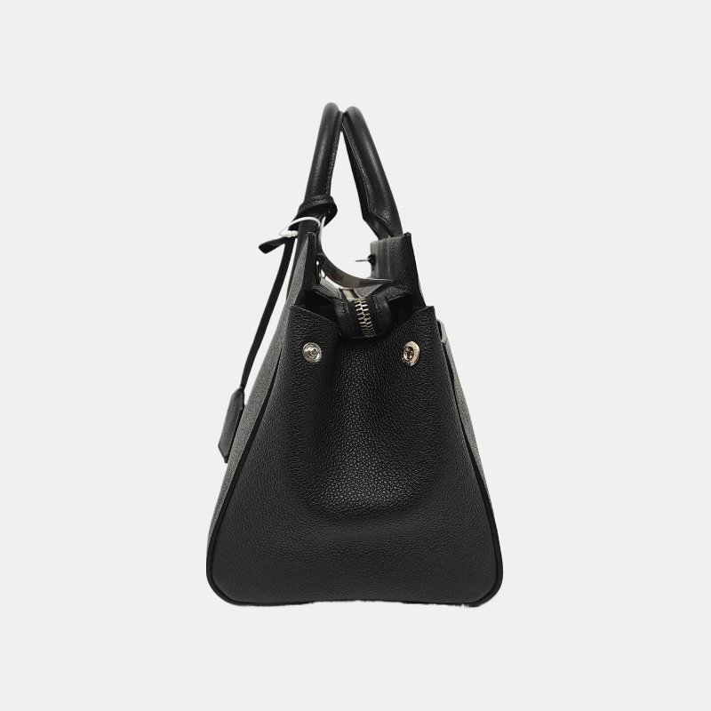 YSL CABAS RIVE GAUCHE黑色牛皮壓紋單肩包手提包斜挎包銀色五金可拆卸肩帶 9.8新-2