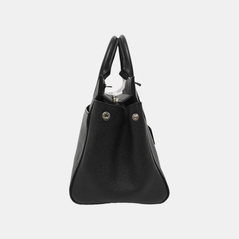 YSL CABAS RIVE GAUCHE黑色牛皮壓紋單肩包手提包斜挎包銀色五金可拆卸肩帶 9.8新-3