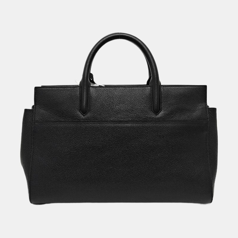 YSL CABAS RIVE GAUCHE黑色牛皮壓紋單肩包手提包斜挎包銀色五金可拆卸肩帶 9.8新-4