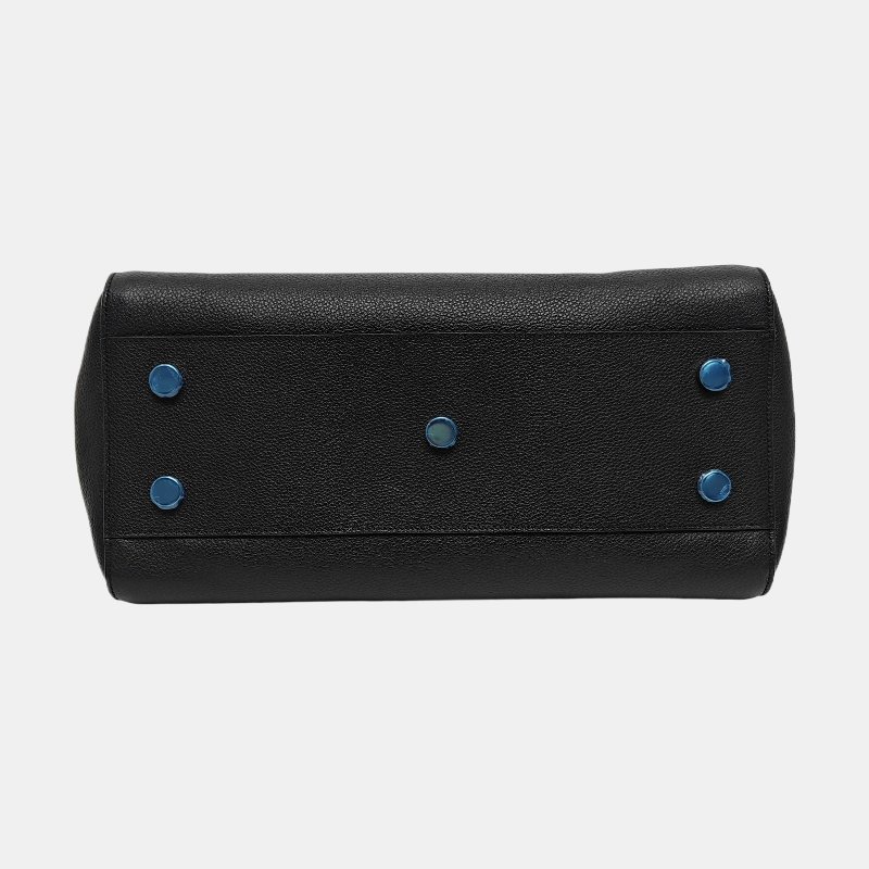 YSL CABAS RIVE GAUCHE黑色牛皮壓紋單肩包手提包斜挎包銀色五金可拆卸肩帶 9.8新-5