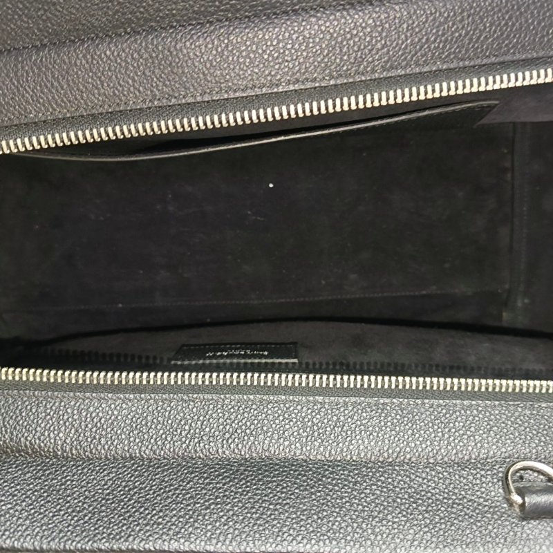 YSL CABAS RIVE GAUCHE黑色牛皮壓紋單肩包手提包斜挎包銀色五金可拆卸肩帶 9.8新-6