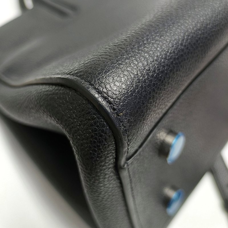 YSL CABAS RIVE GAUCHE黑色牛皮壓紋單肩包手提包斜挎包銀色五金可拆卸肩帶 9.8新-8