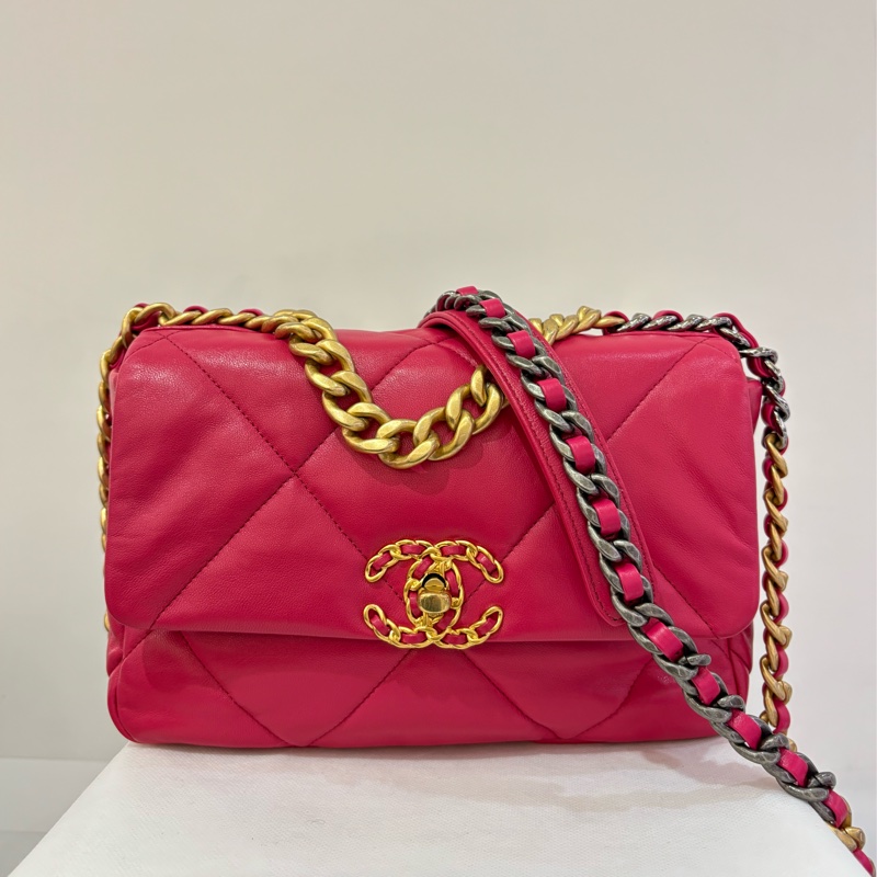Chanel 桃粉羊皮19 bag 26CM-0
