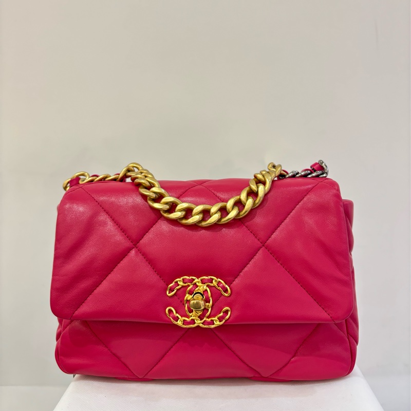 Chanel 桃粉羊皮19 bag 26CM-1