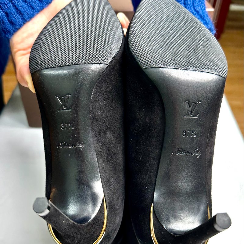 LOUIS VUITTON 黑色麂皮尖頭高跟短靴 鞋碼37.5-3