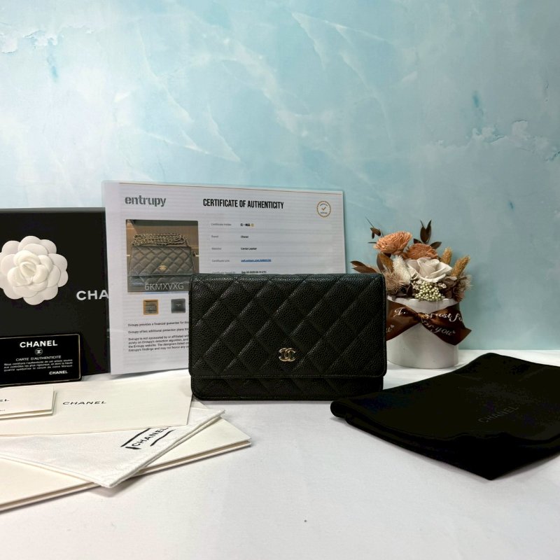 CHANEL WOC 黑金荔枝牛鏈帶包-0