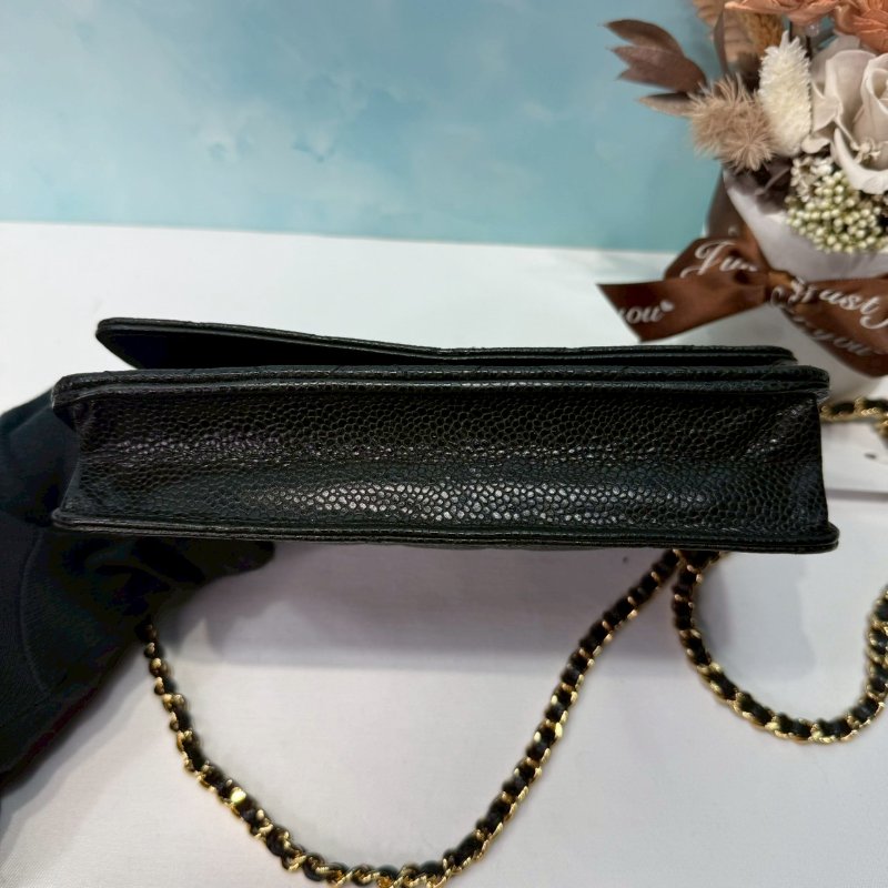CHANEL WOC 黑金荔枝牛鏈帶包-6