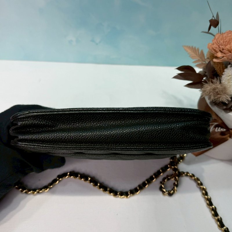 【CHANEL WOC 黑金荔枝牛鏈帶包-7