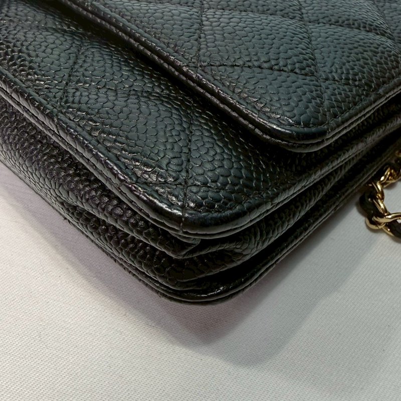 【CHANEL WOC 黑金荔枝牛鏈帶包-8