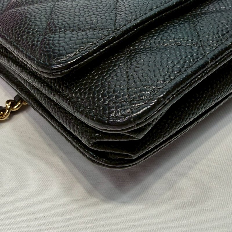 【CHANEL WOC 黑金荔枝牛鏈帶包-9