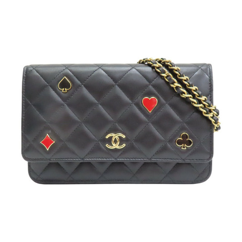 黑色 菱格紋 羊皮 WOC 鍊帶 肩背包 AP3076【CHANEL 香奈兒】 AP3076