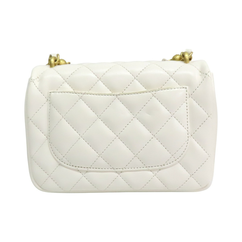 白色 菱格紋 牛皮  Mini Flap Bag 肩背包【CHANEL 香奈兒】 AS4384B15773U3527-1