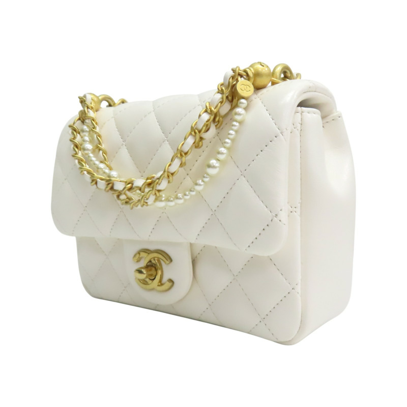 白色 菱格紋 牛皮  Mini Flap Bag 肩背包【CHANEL 香奈兒】 AS4384B15773U3527-2