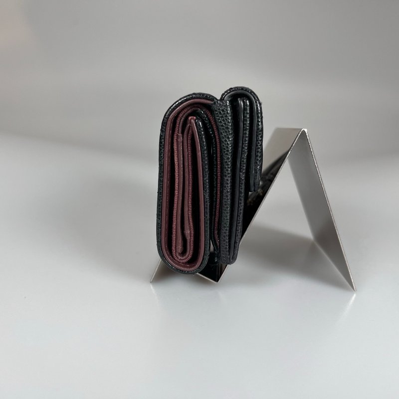 CHANEL CF迷你三折短夾 荔枝黑金 晶片款-2